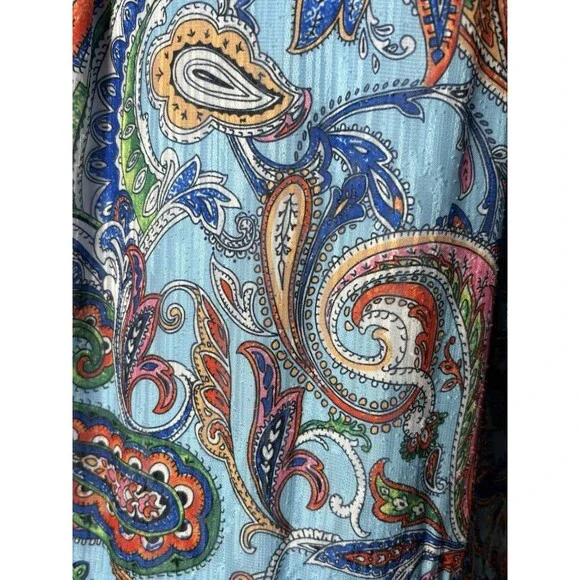 JADE Paisley Boho Babydoll Dress Blue Multicolor Size L EUC! - Picture 8 of 8